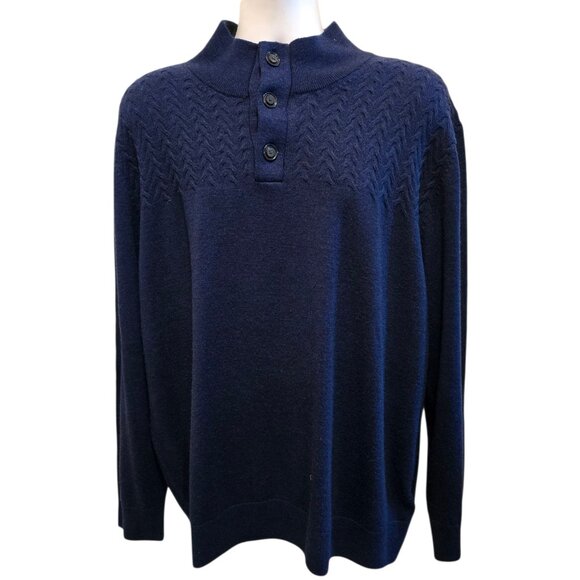 Turnbury Sweater Men's XXL Extra Fine Merino Wool Blue - Picture 1 of 10
